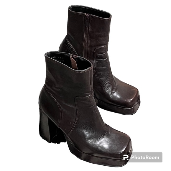 STEVE MADDEN Vintage 90s Shelly Platform Square Toe Boots Size 5.5 - Picture 3 of 12